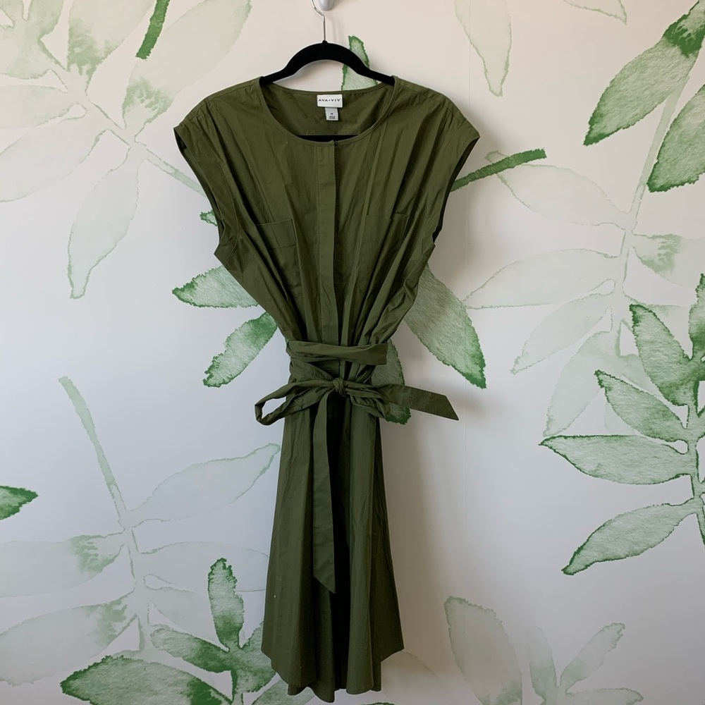 Cute Long Green Tie Dress
